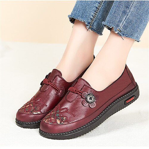 Women's Slip-Ons Daily Comfort Shoes Buckle Flower Flat Heel Round Toe Casual PU Leather Buckle Solid Colored G-6118 black G-6118 red
Women's Slip-Ons Daily Comfort Shoes Buckle Flower Flat Heel Round Toe Casual PU Leather Buckle Solid Colored G-6118 black G-6118 red