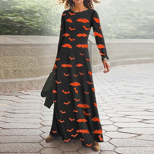 Women's Casual Dress Swing Dress Maxi long Dress Orange Long Sleeve Bat Pocket Print Fall Winter V Neck Vacation Casual Halloween 2022 S M L XL XXL 3XL
Women's Casual Dress Swing Dress Maxi long Dress Orange Long Sleeve Bat Pocket Print Fall Winter V Neck Vacation Casual Halloween 2022 S M L XL XXL 3XL