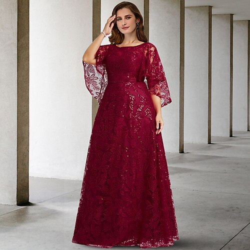 A-Line Mother of the Bride Dress Plus Size Elegant Jewel Neck Floor Length Lace Half Sleeve No with Sequin Appliques 2022
A-Line Mother of the Bride Dress Plus Size Elegant Jewel Neck Floor Length Lace Half Sleeve No with Sequin Appliques 2022