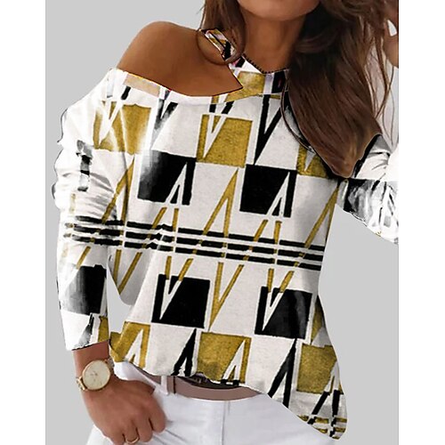 Women's Shirt Gold Geometric Cut Out Print Long Sleeve Streetwear Casual One Shoulder Regular Geometric S / 3D Print
Women's Shirt Gold Geometric Cut Out Print Long Sleeve Streetwear Casual One Shoulder Regular Geometric S / 3D Print