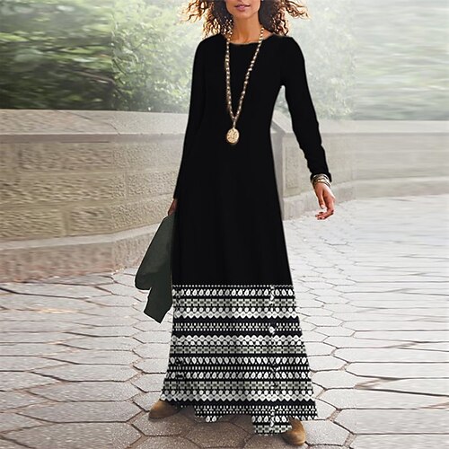 Women's Casual Dress A Line Dress Maxi long Dress Black Long Sleeve Geometric Pocket Print Fall Winter V Neck Vacation Casual 2022 S M L XL XXL 3XL
Women's Casual Dress A Line Dress Maxi long Dress Black Long Sleeve Geometric Pocket Print Fall Winter V Neck Vacation Casual 2022 S M L XL XXL 3XL