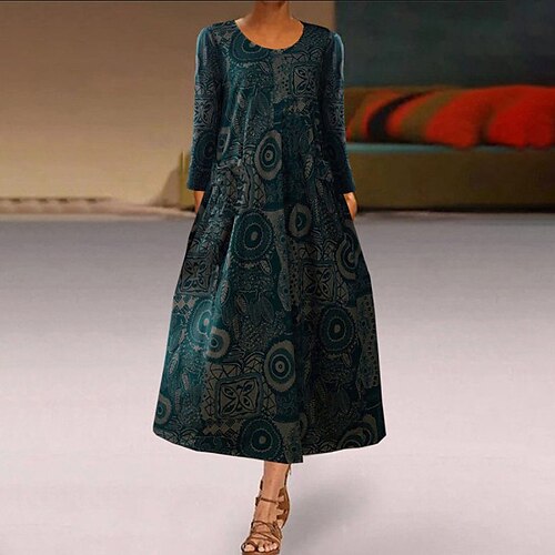 Women's Shift Dress Knee Length Dress Green Purple Long Sleeve Print Print Fall Winter Round Neck Casual 2022 S M L XL 2XL 3XL 4XL 5XL
Women's Shift Dress Knee Length Dress Green Purple Long Sleeve Print Print Fall Winter Round Neck Casual 2022 S M L XL 2XL 3XL 4XL 5XL
