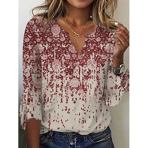 Women's Blouse T shirt Tee Green Blue Red Graphic Print Long Sleeve Daily Weekend Basic V Neck Regular Painting S / 3D Print
Women's Blouse T shirt Tee Green Blue Red Graphic Print Long Sleeve Daily Weekend Basic V Neck Regular Painting S / 3D Print