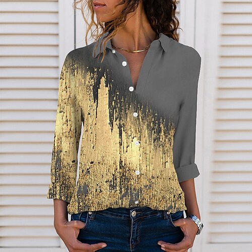 Women's Blouse Shirt Green Yellow Gold Tie Dye Button Print Long Sleeve Streetwear Casual Shirt Collar Regular S
Women's Blouse Shirt Green Yellow Gold Tie Dye Button Print Long Sleeve Streetwear Casual Shirt Collar Regular S