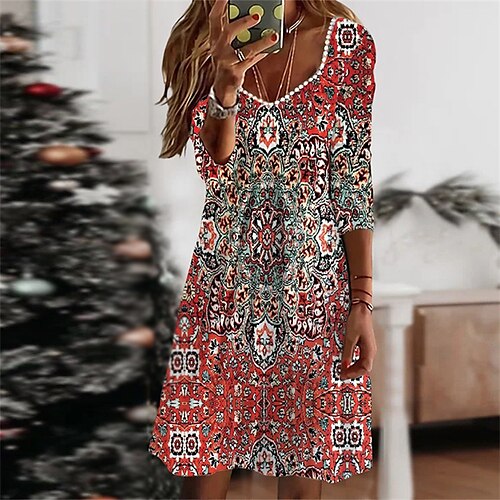 Women's Casual Dress Shift Dress Knee Length Dress Red Half Sleeve Print Print Fall Winter Square Neck Stylish Casual 2022 S M L XL 2XL 3XL
Women's Casual Dress Shift Dress Knee Length Dress Red Half Sleeve Print Print Fall Winter Square Neck Stylish Casual 2022 S M L XL 2XL 3XL