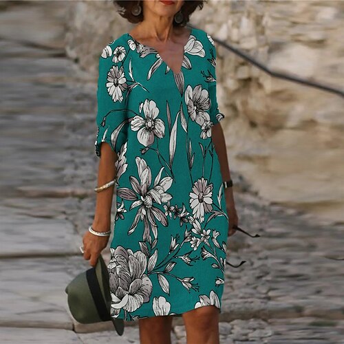 Mulheres Vestido casual vestido étnico Vestido de turno Vestido midi Azul Marinha Verde Cinzento Meia Manga Floral Imprimir Inverno Outono Decote V Casual 2023 S M L XL XXL 3XL
Mulheres Vestido casual vestido étnico Vestido de turno Vestido midi Azul Marinha Verde Cinzento Meia Manga Floral Imprimir Inverno Outono Decote V Casual 2023 S M L XL XXL 3XL