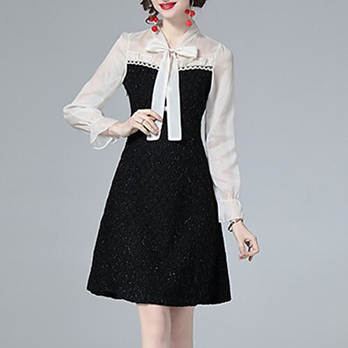 Women's Casual Dress Black Long Sleeve Color Block Lace up Winter Fall Autumn V Neck Modern Winter Dress Weekend Fall Dress 2022 S M L XL XXL
Women's Casual Dress Black Long Sleeve Color Block Lace up Winter Fall Autumn V Neck Modern Winter Dress Weekend Fall Dress 2022 S M L XL XXL