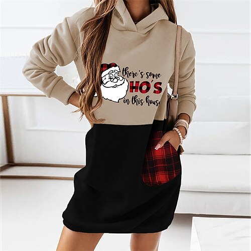 Women's Christmas Hoodie Dress Winter Dress Short Mini Dress Khaki Red White Black Long Sleeve Plaid Letter Santa Claus Pocket Print Fall Winter Hooded Stylish Casual Modern Loose Fit 2022 S M L XL
Women's Christmas Hoodie Dress Winter Dress Short Mini Dress Khaki Red White Black Long Sleeve Plaid Letter Santa Claus Pocket Print Fall Winter Hooded Stylish Casual Modern Loose Fit 2022 S M L XL