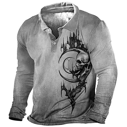 Men's Collar Polo Shirt Golf Shirt Skull Moon Turndown Khaki Gray 3D Print Halloween Street Long Sleeve Button-Down Print Clothing Apparel Fashion Designer Casual Breathable
Men's Collar Polo Shirt Golf Shirt Skull Moon Turndown Khaki Gray 3D Print Halloween Street Long Sleeve Button-Down Print Clothing Apparel Fashion Designer Casual Breathable