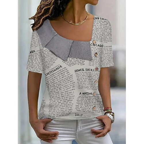 Women's T shirt Tee Beige Text Print Short Sleeve Casual Weekend Basic V Neck Regular Painting S / 3D Print
Women's T shirt Tee Beige Text Print Short Sleeve Casual Weekend Basic V Neck Regular Painting S / 3D Print
