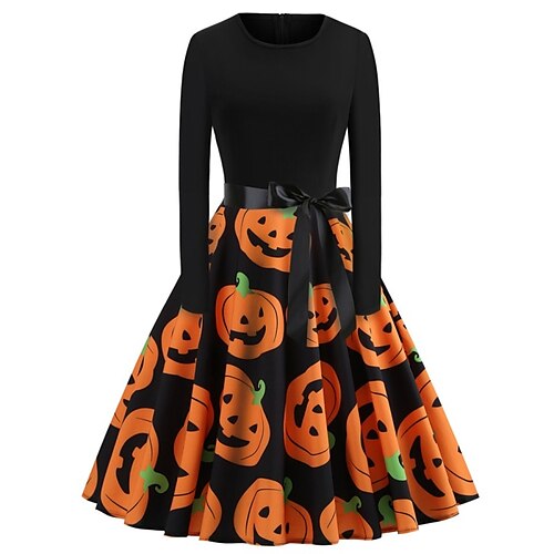 Vestido de línea A para mujer, vestido oscilante hasta la rodilla, vestido rojo de manga larga, murciélago de calabaza, estampado de lazo fantasma, Otoño Invierno, cuello redondo, vintage,
Vestido de línea A para mujer, vestido oscilante hasta la rodilla, vestido rojo de manga larga, murciélago de calabaza, estampado de lazo fantasma, Otoño Invierno, cuello redondo, vintage,