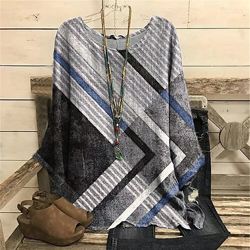 Women's Plus Size Tops Blouse Shirt Geometry Print Long Sleeve Crewneck Casual Daily Vacation Polyester Fall Winter Gray
Women's Plus Size Tops Blouse Shirt Geometry Print Long Sleeve Crewneck Casual Daily Vacation Polyester Fall Winter Gray