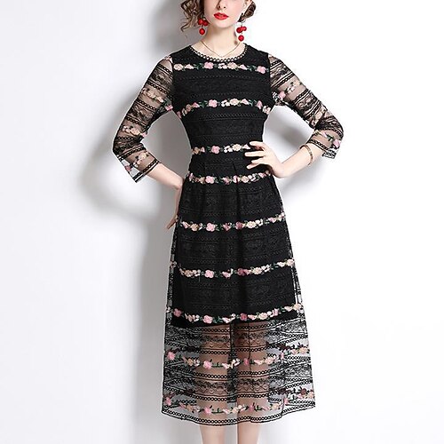 Women's Party Dress A Line Dress Midi Dress Black Long Sleeve Floral Embroidery Mesh Embroidered Fall Winter Crew Neck Fashion Party Modern 2022 S M L XL XXL
Women's Party Dress A Line Dress Midi Dress Black Long Sleeve Floral Embroidery Mesh Embroidered Fall Winter Crew Neck Fashion Party Modern 2022 S M L XL XXL