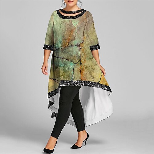 Women's Plus Size Casual Dress Color Gradient Boat Neck Half Sleeve Fall Winter Casual Maxi long Dress Vacation Going out Dress / 3D Print
Women's Plus Size Casual Dress Color Gradient Boat Neck Half Sleeve Fall Winter Casual Maxi long Dress Vacation Going out Dress / 3D Print