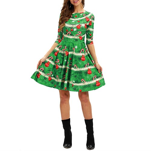 Women's A Line Dress Knee Length Dress Green Black Dark Green Red Half Sleeve Christmas Bell Snowflake Candy Print Fall Winter Crew Neck Stylish Modern 2022 S M L XL
Women's A Line Dress Knee Length Dress Green Black Dark Green Red Half Sleeve Christmas Bell Snowflake Candy Print Fall Winter Crew Neck Stylish Modern 2022 S M L XL