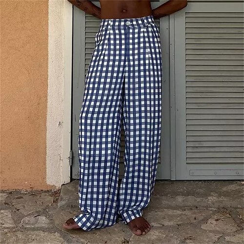 Men's Trousers Casual Pants Pocket Drawstring Elastic Waist Plaid Comfort Breathable Casual Daily Streetwear Cotton Blend Fashion Streetwear Black / White Micro-elastic / Wide Leg
Men's Trousers Casual Pants Pocket Drawstring Elastic Waist Plaid Comfort Breathable Casual Daily Streetwear Cotton Blend Fashion Streetwear Black / White Micro-elastic / Wide Leg