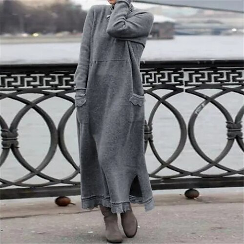 Women's Casual Dress Sweatshirt Dress Maxi long Dress Black Purple Army Green Light gray Dark Gray Red Long Sleeve Solid Color Ruffle Pocket Fall Winter Turtleneck Stylish Casual Modern 2022 S M L XL
Women's Casual Dress Sweatshirt Dress Maxi long Dress Black Purple Army Green Light gray Dark Gray Red Long Sleeve Solid Color Ruffle Pocket Fall Winter Turtleneck Stylish Casual Modern 2022 S M L XL