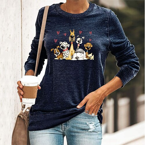 Women's T shirt Tee Green Black Blue Graphic Dog Print Long Sleeve Casual Daily Basic Round Neck Regular Cotton Floral S / Heart
Women's T shirt Tee Green Black Blue Graphic Dog Print Long Sleeve Casual Daily Basic Round Neck Regular Cotton Floral S / Heart