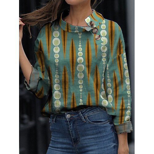Women's Blouse Shirt Green Blue Purple Floral Polka Dot Button Print Long Sleeve Holiday Weekend Streetwear Casual Round Neck Regular Floral S / 3D Print
Women's Blouse Shirt Green Blue Purple Floral Polka Dot Button Print Long Sleeve Holiday Weekend Streetwear Casual Round Neck Regular Floral S / 3D Print