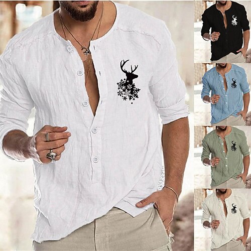 Men's Shirt Graphic Deer Collar Green White Black Blue Beige Long Sleeve Hot Stamping Outdoor Christmas Button-Down Print Tops Fashion Designer Casual
Men's Shirt Graphic Deer Collar Green White Black Blue Beige Long Sleeve Hot Stamping Outdoor Christmas Button-Down Print Tops Fashion Designer Casual