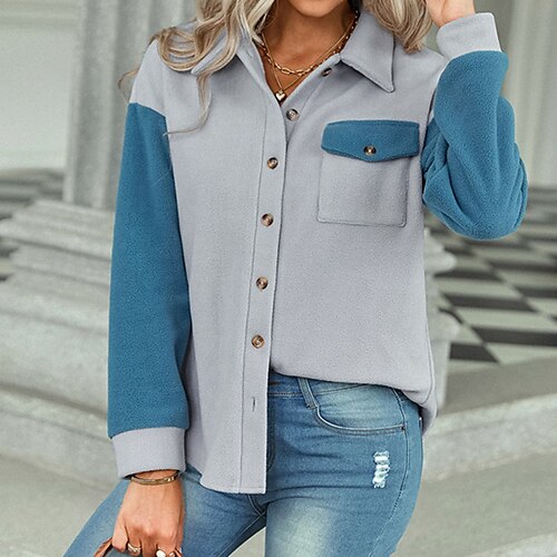 Women's Casual Jacket Warm Comfortable Outdoor Street Casual Going out Patchwork Pocket Single Breasted Turndown Active Street Style Shacket Color Block Regular Fit Outerwear Long Sleeve Winter Fall
Women's Casual Jacket Warm Comfortable Outdoor Street Casual Going out Patchwork Pocket Single Breasted Turndown Active Street Style Shacket Color Block Regular Fit Outerwear Long Sleeve Winter Fall