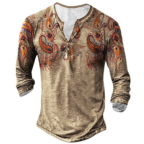 Men's T shirt Tee Henley Shirt Tee Graphic Tribal Henley Brown Long Sleeve 3D Print Plus Size Outdoor Daily Button-Down Print Tops Basic Designer Classic Comfortable / Sports
Men's T shirt Tee Henley Shirt Tee Graphic Tribal Henley Brown Long Sleeve 3D Print Plus Size Outdoor Daily Button-Down Print Tops Basic Designer Classic Comfortable / Sports