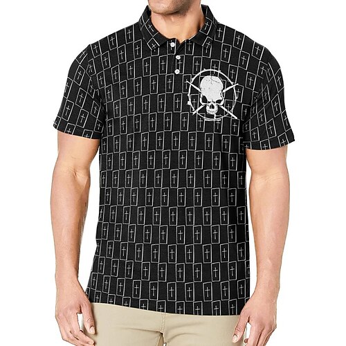 Men's Collar Polo Shirt Golf Shirt Skull Turndown Black 3D Print Outdoor Halloween Short Sleeves Button-Down Print Clothing Apparel Fashion Cool Designer Casual / Summer / Spring / Summer
Men's Collar Polo Shirt Golf Shirt Skull Turndown Black 3D Print Outdoor Halloween Short Sleeves Button-Down Print Clothing Apparel Fashion Cool Designer Casual / Summer / Spring / Summer