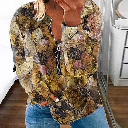 Women's Plus Size Tops Pullover Sweatshirt Hoodie Sweatshirt Leaf Zipper Print Long Sleeve Round Neck Casual Daily Vacation Polyester Fall Winter Yellow
Women's Plus Size Tops Pullover Sweatshirt Hoodie Sweatshirt Leaf Zipper Print Long Sleeve Round Neck Casual Daily Vacation Polyester Fall Winter Yellow