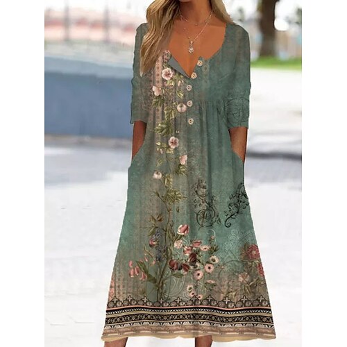 Women's A Line Dress Midi Dress Light Green Half Sleeve Floral Ruched Button Print Fall Winter V Neck Casual Modern 2022 S M L XL 2XL 3XL
Women's A Line Dress Midi Dress Light Green Half Sleeve Floral Ruched Button Print Fall Winter V Neck Casual Modern 2022 S M L XL 2XL 3XL