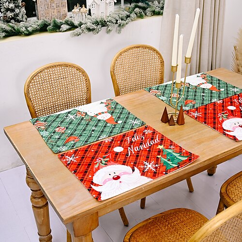 Decorations Santa Claus Snowflake Plaid Placemats Christmas Restaurant Festive Atmosphere Decoration
Decorations Santa Claus Snowflake Plaid Placemats Christmas Restaurant Festive Atmosphere Decoration