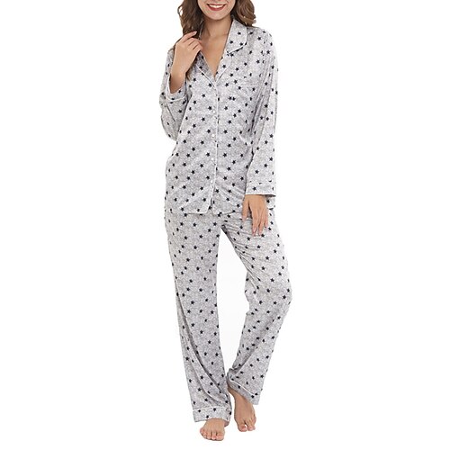 Women's Pajamas Sets Nighty Pjs 2 Pieces Heart Star Simple Comfort Home Bed Polyester Breathable Lapel Long Sleeve T shirt Tee Pant Button Pocket Winter Fall Light gray Gray
Women's Pajamas Sets Nighty Pjs 2 Pieces Heart Star Simple Comfort Home Bed Polyester Breathable Lapel Long Sleeve T shirt Tee Pant Button Pocket Winter Fall Light gray Gray