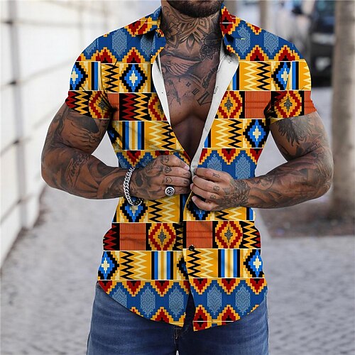 Men's Shirt Graphic Shirt Geometry Turndown Blue 3D Print Outdoor Street Button-Down Print Clothing Apparel Vintage Designer Ethnic Style Casual / Summer / Spring / Summer
Men's Shirt Graphic Shirt Geometry Turndown Blue 3D Print Outdoor Street Button-Down Print Clothing Apparel Vintage Designer Ethnic Style Casual / Summer / Spring / Summer