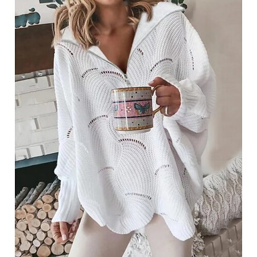 Dame Pullover trøje Jumper Hæklet Strikke Beskåret Lynlås Strikket Helfarve Krave Stilfuld Afslappet Daglig Ferie Vinter Efterår Hvid XL 2XL 3XL / Langærmet / Regulær
Dame Pullover trøje Jumper Hæklet Strikke Beskåret Lynlås Strikket Helfarve Krave Stilfuld Afslappet Daglig Ferie Vinter Efterår Hvid XL 2XL 3XL / Langærmet / Regulær