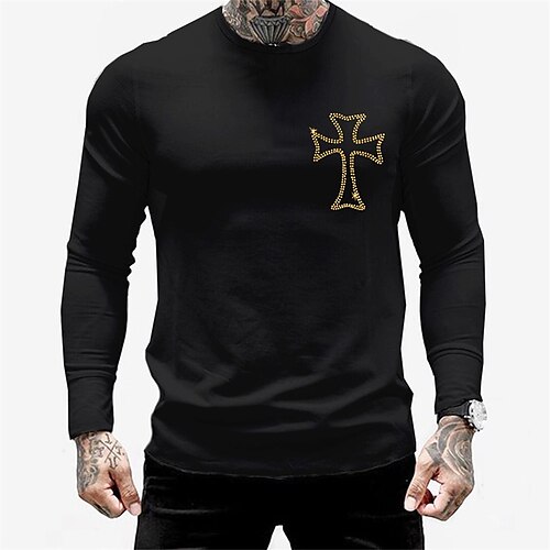 Men's T shirt Tee Graphic Cross Crew Neck Black Black Print Street Sports Long Sleeve Button-Down Print Clothing Apparel Fashion Designer Casual Comfortable
Men's T shirt Tee Graphic Cross Crew Neck Black Black Print Street Sports Long Sleeve Button-Down Print Clothing Apparel Fashion Designer Casual Comfortable