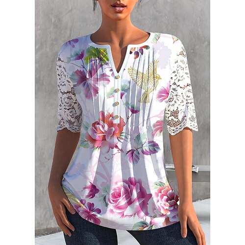 Women's Blouse Shirt Green Blue Red Floral Butterfly Button Print Long Sleeve Daily Weekend Streetwear Casual V Neck Regular Floral Butterfly S / 3D Print
Women's Blouse Shirt Green Blue Red Floral Butterfly Button Print Long Sleeve Daily Weekend Streetwear Casual V Neck Regular Floral Butterfly S / 3D Print
