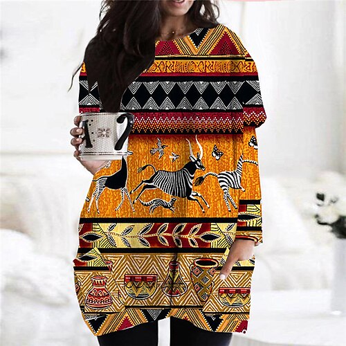 Women's Plus Size Casual Dress Geometric Round Neck Long Sleeve Fall Winter Casual Short Mini Dress Causal Daily Dress
Women's Plus Size Casual Dress Geometric Round Neck Long Sleeve Fall Winter Casual Short Mini Dress Causal Daily Dress