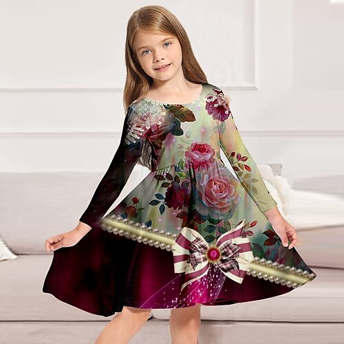 Kids Girls' Dress Floral Swing Dress Above Knee Dress Daily Print Long Sleeve Cute Dress 3-10 Years Winter Green
Kids Girls' Dress Floral Swing Dress Above Knee Dress Daily Print Long Sleeve Cute Dress 3-10 Years Winter Green
