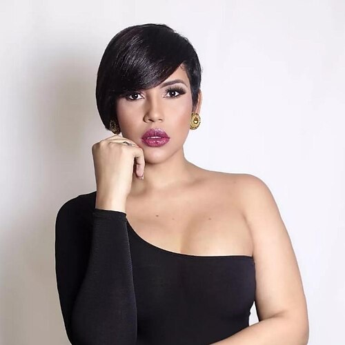 

Pixie Cut Straight Remy Brazilian Hair for Black Women Machine Made Highlight Color Cheap Glueless Wig None Lace Front Human Hair Wigs Short