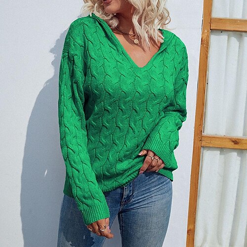 Women's Pullover Sweater jumper Jumper Cable Knit Knitted Pure Color Hooded Stylish Casual Outdoor Daily Winter Fall Green Pink S M L / Long Sleeve / Holiday / Regular Fit / Going out
Women's Pullover Sweater jumper Jumper Cable Knit Knitted Pure Color Hooded Stylish Casual Outdoor Daily Winter Fall Green Pink S M L / Long Sleeve / Holiday / Regular Fit / Going out
