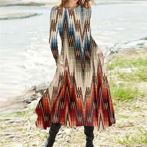 Women's Casual Dress Swing Dress Midi Dress Blue Yellow Khaki Long Sleeve Geometric Pocket Winter Fall Winter Dress Fall Dress 2022 S M L XL XXL 3XL
Women's Casual Dress Swing Dress Midi Dress Blue Yellow Khaki Long Sleeve Geometric Pocket Winter Fall Winter Dress Fall Dress 2022 S M L XL XXL 3XL