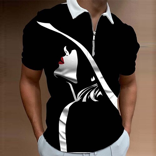 Men's Collar Polo Shirt Golf Shirt Abstract Turndown Black 3D Print Outdoor Street Short Sleeves Zipper Print Clothing Apparel Fashion Casual Breathable / Summer / Spring / Summer
Men's Collar Polo Shirt Golf Shirt Abstract Turndown Black 3D Print Outdoor Street Short Sleeves Zipper Print Clothing Apparel Fashion Casual Breathable / Summer / Spring / Summer