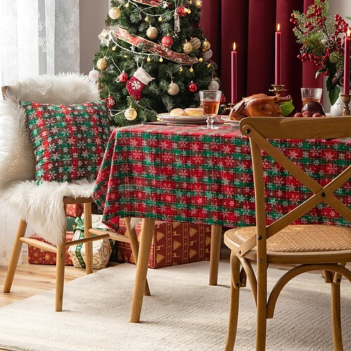 Christmas Tablecloth Rectangle, Plaid Table Cloth with Snowflake Decorations, Table Cover for Dining, Party & Holidays
Christmas Tablecloth Rectangle, Plaid Table Cloth with Snowflake Decorations, Table Cover for Dining, Party & Holidays