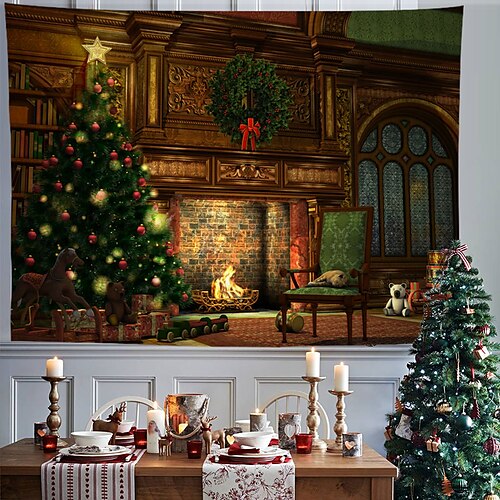 Christmas Party Wall Tapestry Holiday Photography Background Santa Claus Fireplace Tree Gift Art Decor Blanket Curtain Hanging Home Bedroom Living Room Decoration Polyester
Christmas Party Wall Tapestry Holiday Photography Background Santa Claus Fireplace Tree Gift Art Decor Blanket Curtain Hanging Home Bedroom Living Room Decoration Polyester