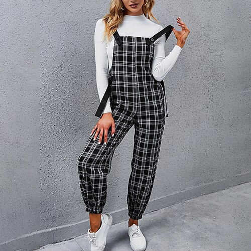 Women's Overall Pocket Print Plaid Square Neck Streetwear Street Daily Regular Fit Sleeveless Black S M L Fall
Women's Overall Pocket Print Plaid Square Neck Streetwear Street Daily Regular Fit Sleeveless Black S M L Fall