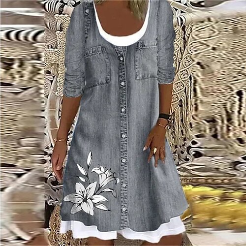 Women's Casual Dress A Line Dress Short Mini Dress Blue Gray Dark Gray Navy Blue Long Sleeve Floral Fake two piece Print Fall Winter Round Neck Casual 2022 S M L XL XXL 3XL 4XL 5XL
Women's Casual Dress A Line Dress Short Mini Dress Blue Gray Dark Gray Navy Blue Long Sleeve Floral Fake two piece Print Fall Winter Round Neck Casual 2022 S M L XL XXL 3XL 4XL 5XL