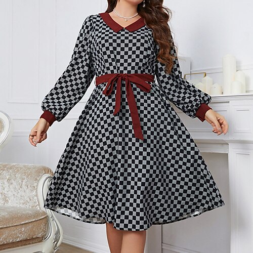 Women's Plus Size Casual Dress Plaid Shirt Collar Long Sleeve Fall Winter Casual Knee Length Dress Causal Daily Dress
Women's Plus Size Casual Dress Plaid Shirt Collar Long Sleeve Fall Winter Casual Knee Length Dress Causal Daily Dress