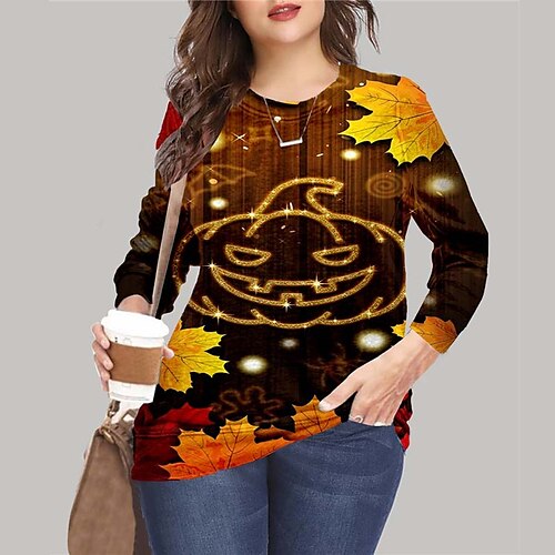 Women's Plus Size Tops Pullover Sweatshirt Hoodie Sweatshirt Pumpkin Print Long Sleeve Crewneck Vintage Casual Halloween Halloween Daily Microfiber Fall Winter Yellow
Women's Plus Size Tops Pullover Sweatshirt Hoodie Sweatshirt Pumpkin Print Long Sleeve Crewneck Vintage Casual Halloween Halloween Daily Microfiber Fall Winter Yellow