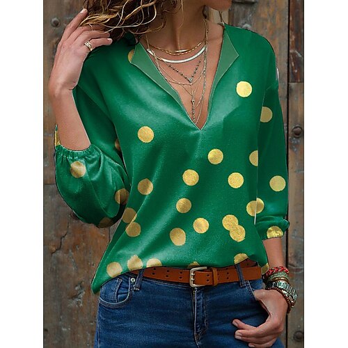 Women's Blouse Shirt Green Polka Dot Print Long Sleeve Daily Weekend Streetwear Casual V Neck Regular S / 3D Print
Women's Blouse Shirt Green Polka Dot Print Long Sleeve Daily Weekend Streetwear Casual V Neck Regular S / 3D Print