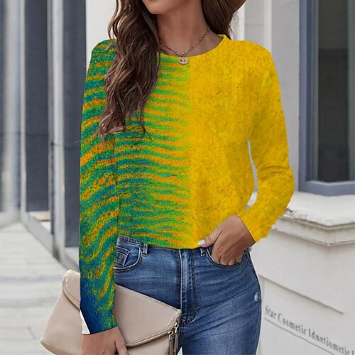 Women's T shirt Tee Yellow Graphic Graffiti Print Long Sleeve Casual Daily Vintage Round Neck Regular Painting S / 3D Print
Women's T shirt Tee Yellow Graphic Graffiti Print Long Sleeve Casual Daily Vintage Round Neck Regular Painting S / 3D Print