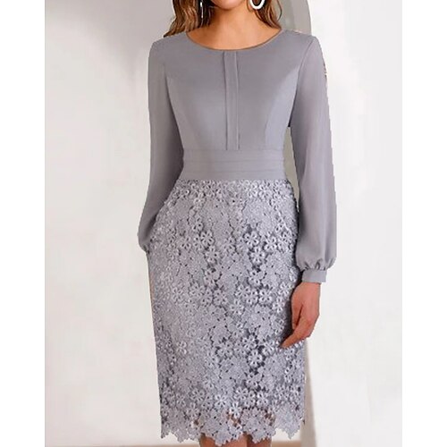 Women's Lace Dress Sheath Dress Knee Length Dress Gray Long Sleeve Pure Color Hollow Out Fall Winter Crew Neck Stylish Modern 2022 S M L XL 2XL 3XL
Women's Lace Dress Sheath Dress Knee Length Dress Gray Long Sleeve Pure Color Hollow Out Fall Winter Crew Neck Stylish Modern 2022 S M L XL 2XL 3XL